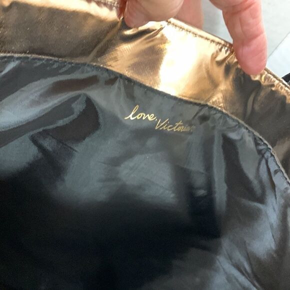 Victorias Secret rose gold tote with black canvas and rose gold straps/handles - Picture 4 of 8